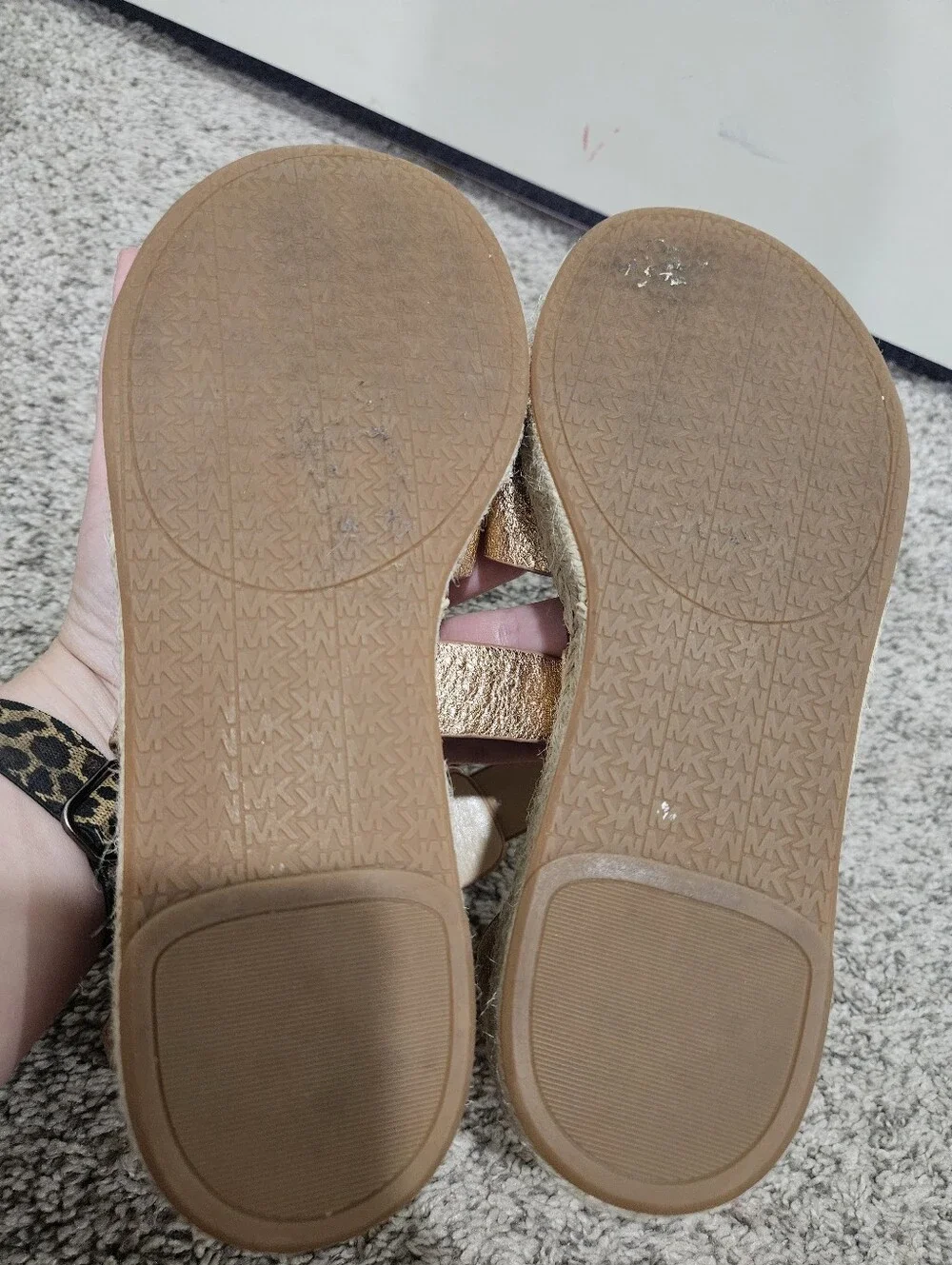 Michael Kors Rose Gold Metallic Platform Espadrille Sandals